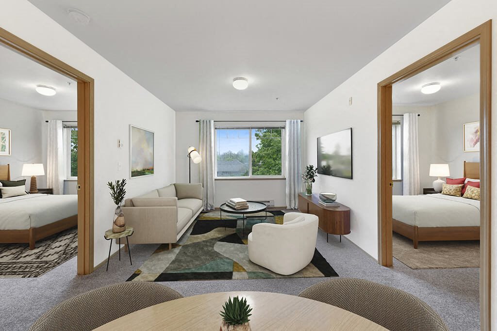 Living room at Lakewood Meadows Apartments in Lakewood WA